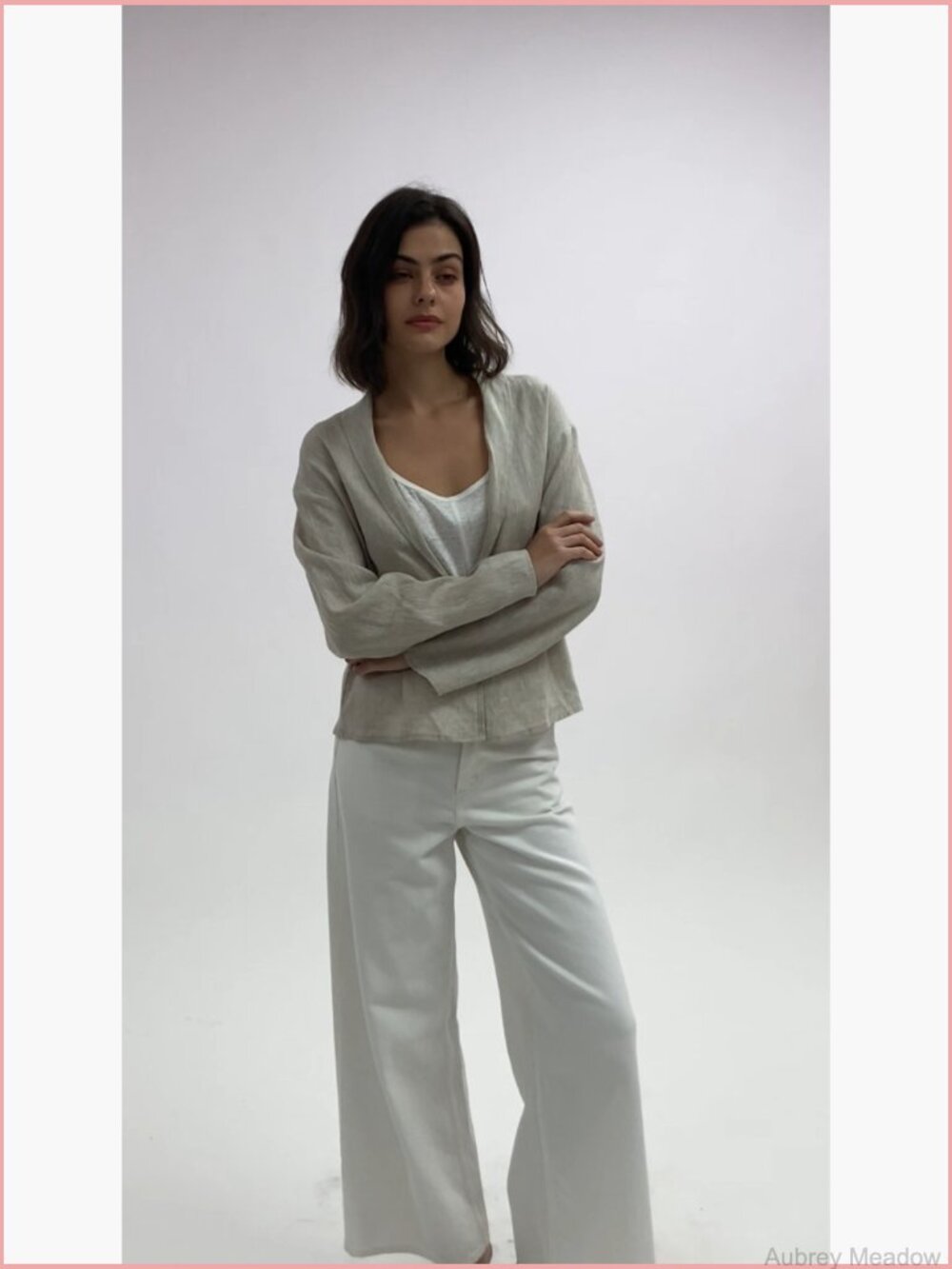 100% Linen Lightweight Open Front Cardigan Long Sleeve with Tie - Picture 6 of 7